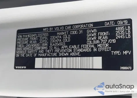 2020 Volvo Xc40 T5 R-Design from USA, damaged, VIN YV4162UM7L2227655